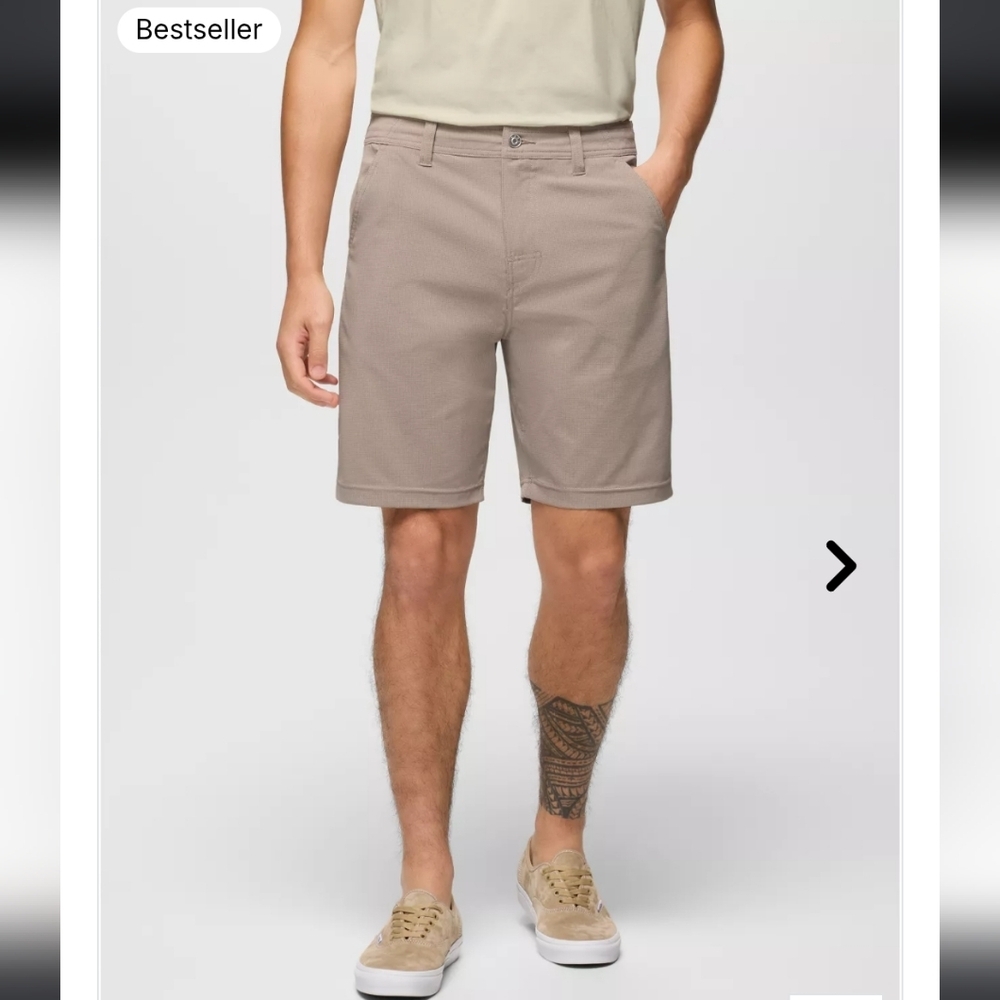 Prana BRETHE Hybrid Outdoor Technical Shorts Beige Like New Size L
